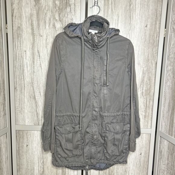 James Perse Anorak Utility Jacket Packable Hood Pockets Gray Color Size 2 - Picture 1 of 13